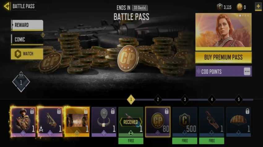 COD Mobile Season 4 Battle Pass奖励列表