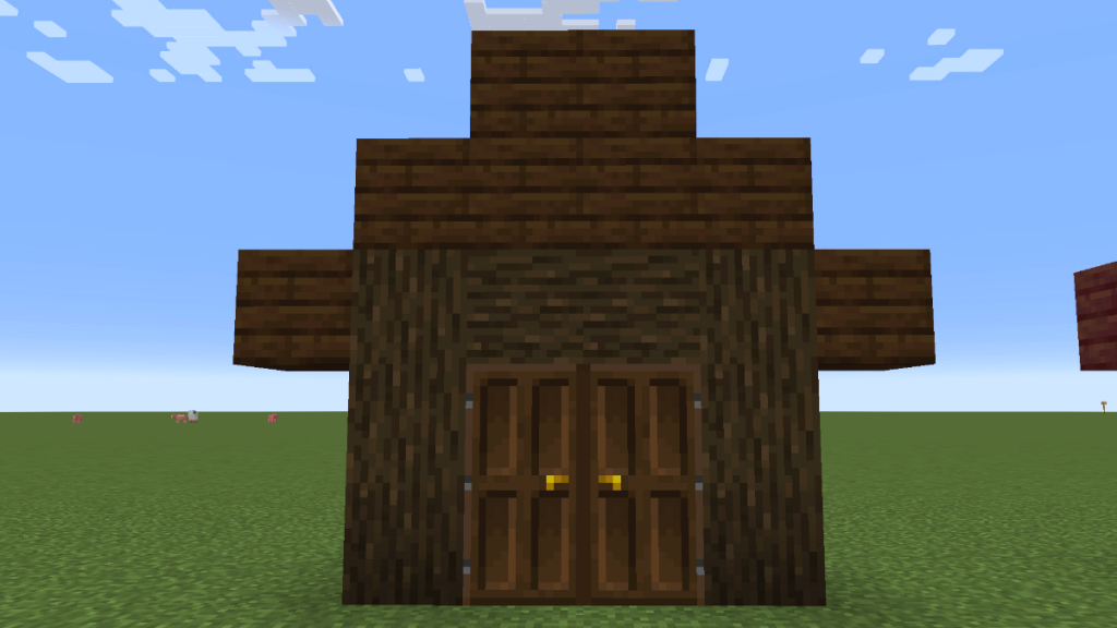 Minecraft 中的深色橡木房屋框架