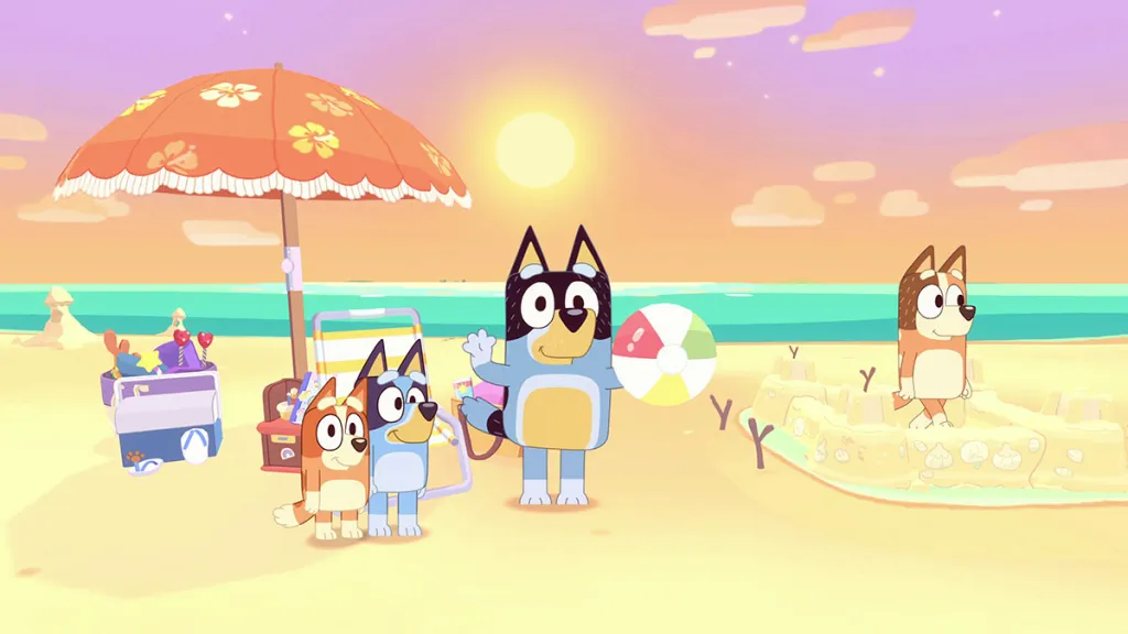 布鲁斯电子游戏中的布鲁斯家庭在海滩