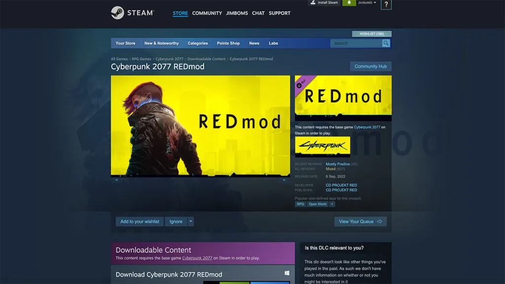 Steam 上的赛博朋克 Red 模组